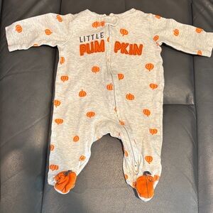 Pumpkin Patch Gray and Orange Kids Footie